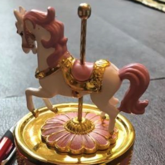 Pink & White Horse Carousel Music Box - Picture 2 of 4